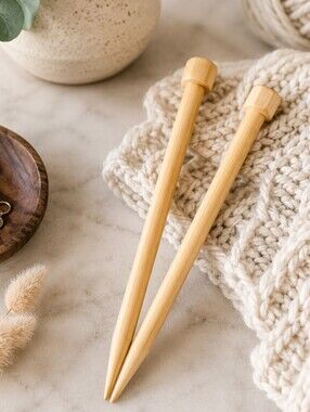 Clover Bamboo Knitting Needles Size 19 (15.0 mm) – Large Wood Needles for Chunky